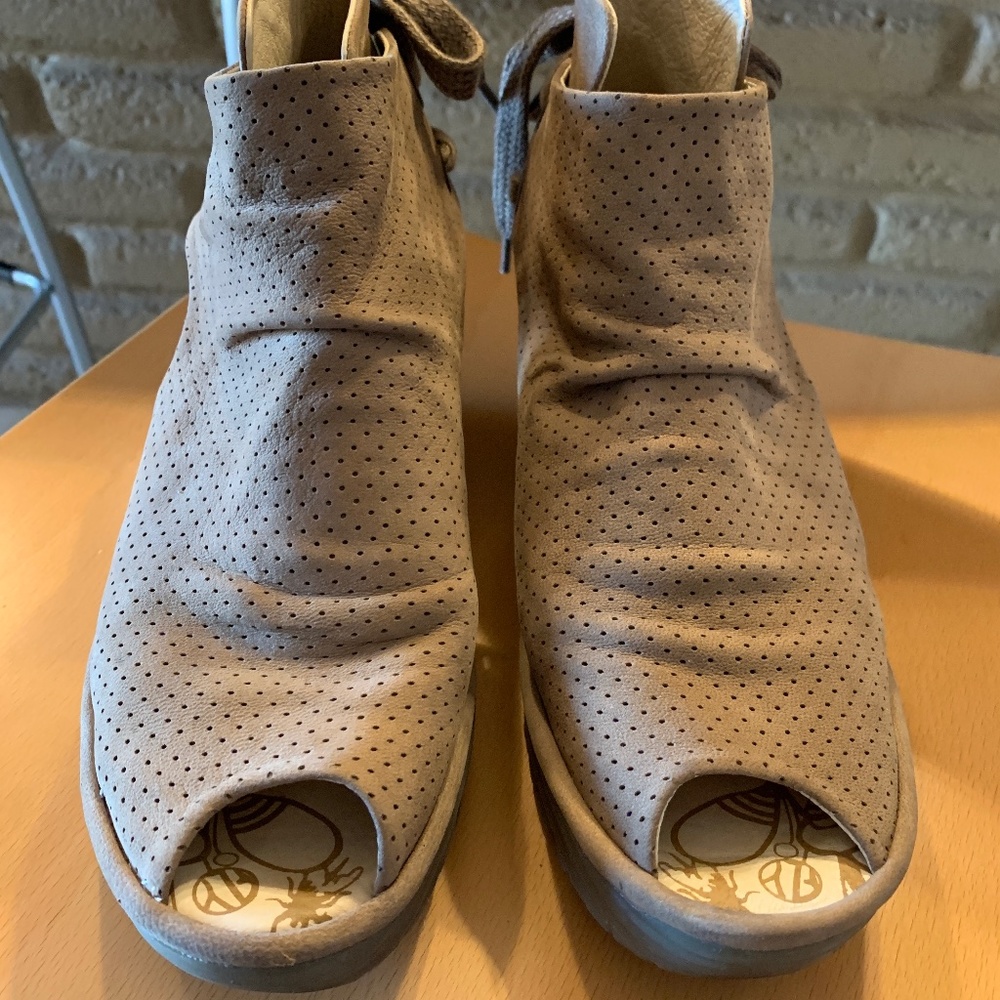 Fly London open toe booties